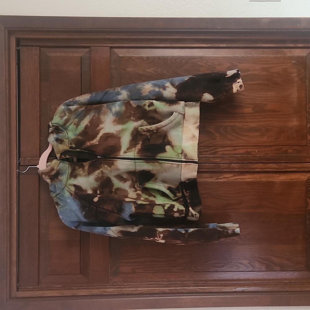 Upcycled- Reverse Dyed zip up hoodie